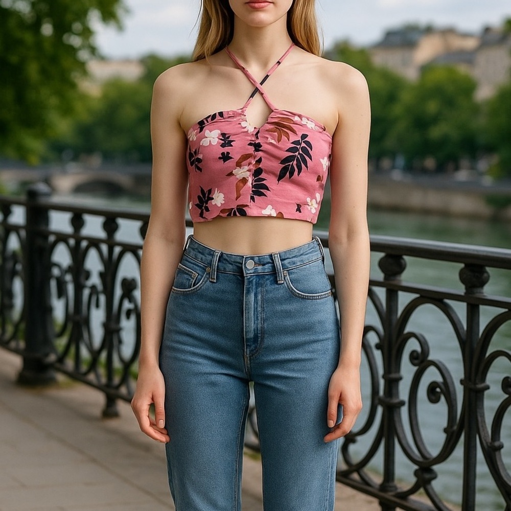 Pink floral  top women size Small